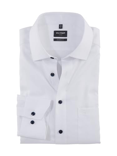 OLYMP Herren Oberhemd Langarm Luxor,Einfarbig,modern fit,Global Kent,Weiss 00,43 von OLYMP