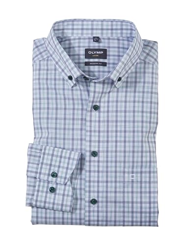 OLYMP Herren Oberhemd Langarm Luxor,Kariert,modern fit,Button-Down-Kragen,grün 45,37 OLYMP Herren Oberhemd Langarm Luxor,Kariert,modern fit,Button-Down-Kragen,grün 45,37 von OLYMP