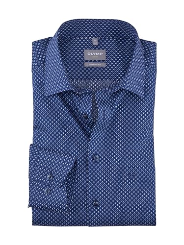 OLYMP Herren Oberhemd Langarm Luxor,Rotationsdruck,Comfort fit,New Kent,Marine 18,46 von OLYMP