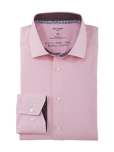 OLYMP Herren Oberhemd Langarm Luxor 24/Seven,Twill,modern fit,Global Kent,hellrose 31,40 von OLYMP