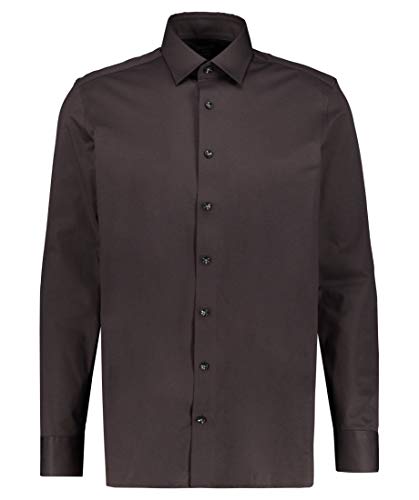 OLYMP Herren Oberhemd Langarm Luxor 24/Seven,Uni,modern fit,New Kent,Schwarz 68,42 von OLYMP