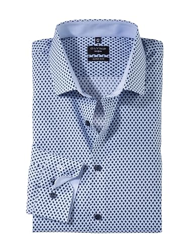 OLYMP Herren Oberhemd Langarm No. Six,Digitaldruck auf Uni,super Slim,Modern Kent,bleu 11,44 von OLYMP