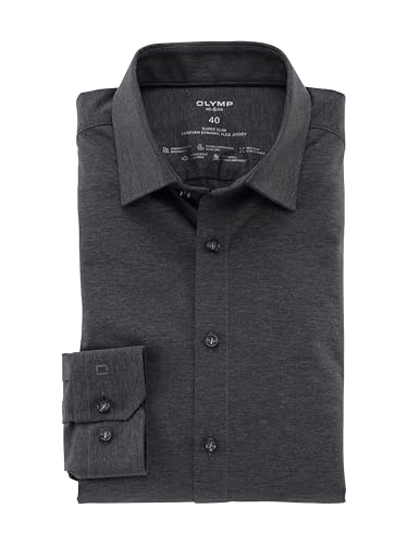 OLYMP Herren Businesshemd Langarm No.Six.24.Seven,Single Jersey,super Slim,Urban Kent,anthrazit 67,44 von OLYMP