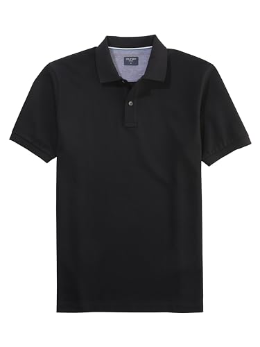 OLYMP Herren Polo-Shirt Kurzarm Casual Wirk,Uni,Regular fit,schwarz 68,XXL von OLYMP