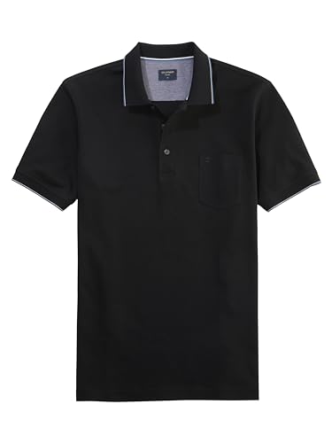 OLYMP Herren Polo-Shirt Kurzarm Casual Wirk,Uni,Regular fit,schwarz 68,XXL von OLYMP