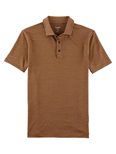 OLYMP Herren Polo-Shirt Kurzarm Level Five Polo,Uni,Body fit,Polo-Kragen,braun 28,S von OLYMP