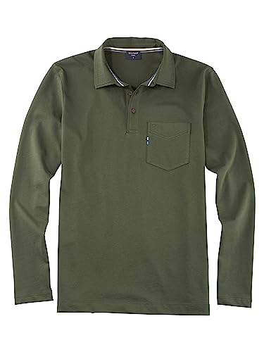 OLYMP Herren Polo-Shirt Langarm Casual Wirk,Uni,Regular fit,dunkelgrün 49,3XL von OLYMP