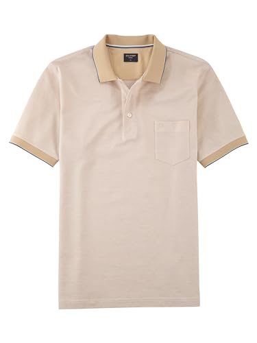 OLYMP Herren Polo-Shirt Langarm Casual.Wirk,Pikee,Regular fit,Natur 22,M von OLYMP