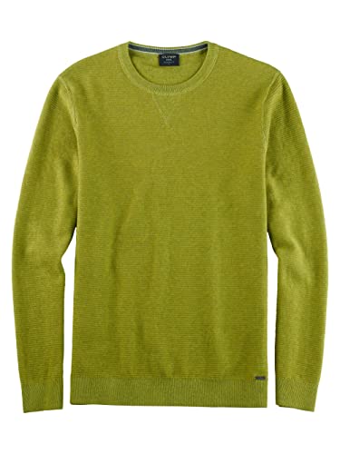 OLYMP Herren Pullover Rundhals Strick,Uni,modern fit,Limone 44,L von OLYMP