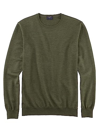 OLYMP Herren Pullover Rundhals Casual Strick,Uni,Regular fit,Oliv 47,XL von OLYMP