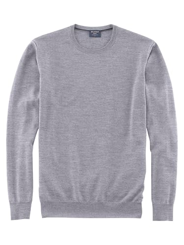 OLYMP Herren Pullover Rundhals Strick,modern fit,Silbergrau 63,M von OLYMP