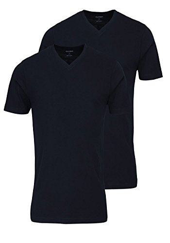 OLYMP Herren T-Shirt Doppelpack V-Ausschnitt- Schwarz, XL von OLYMP
