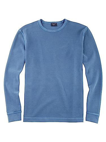 OLYMP Herren T-Shirt Langarm Casual Wirk,Uni,Regular fit,Rauchblau 13,L von OLYMP