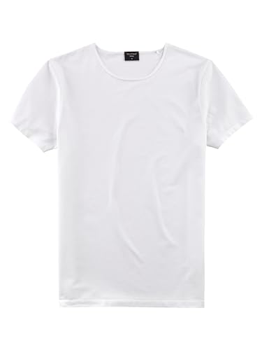 OLYMP Herren T-Shirt Rundhals Casual.Wirk,Uni,Regular fit,Weiss 00,XL von OLYMP