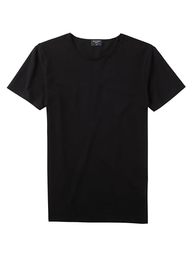 OLYMP Herren T-Shirt Rundhals Casual.Wirk,Uni,Regular fit,schwarz 68,L von OLYMP