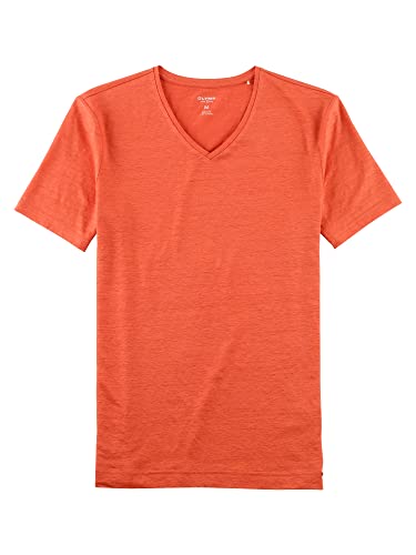 OLYMP Herren T-Shirt V-Ausschnitt Level Five T-Shirt,Uni,Body fit,V-Ausschnitt,Sienna 36,M von OLYMP