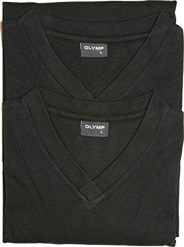 Olymp Herren Basic T-Shirts im 2er-Pack, V-Ausschnitt,100% Baumwolle, modern fit, schwarz, 3XL von OLYMP
