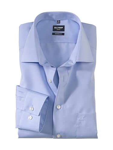 OLYMP Herrenhemd |Modern Fit | Langarm 64 cm | Chambray | Bleu | New Kent Kragen Gr. 46 von OLYMP