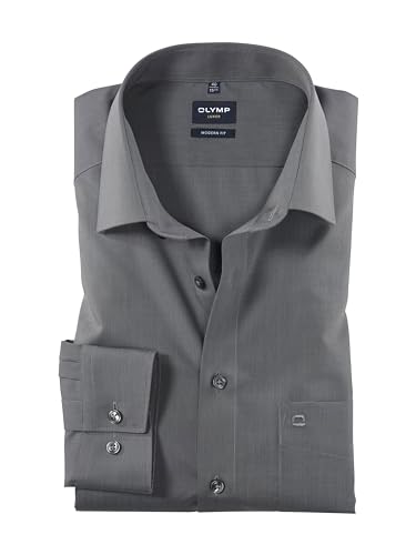 OLYMP Herrenhemd | Modern Fit | Langarm 64 cm | Fil á Fil Grau | New Kent Kragen | Gr. 44 von OLYMP