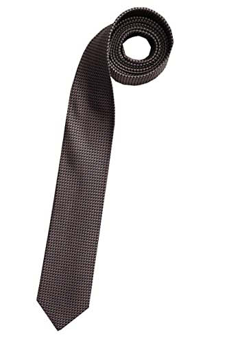 OLYMP Krawatte slim 6,5 cm breit aus reiner Seide Fleckabweisend Muster braun von OLYMP