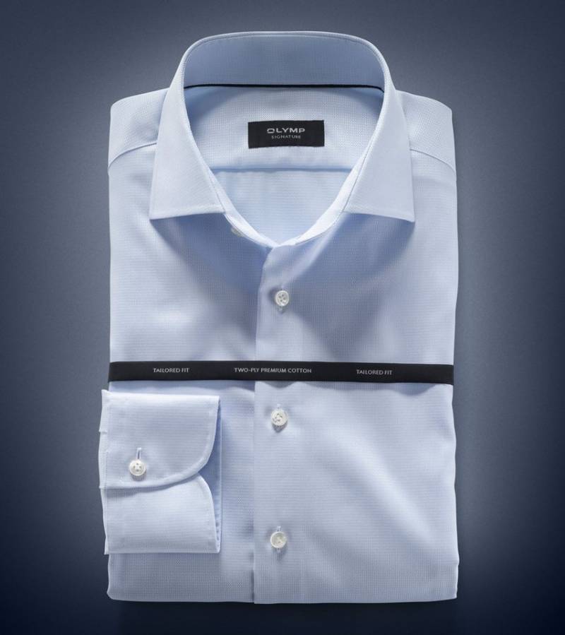 OLYMP Langarmhemd Hemd in Broken-Diagonal-Struktur - Talliert von OLYMP