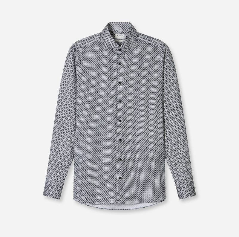 OLYMP Langarmhemd Level 5 Businesshemd, Royal-Kentkragen, gemustert, body fit von OLYMP