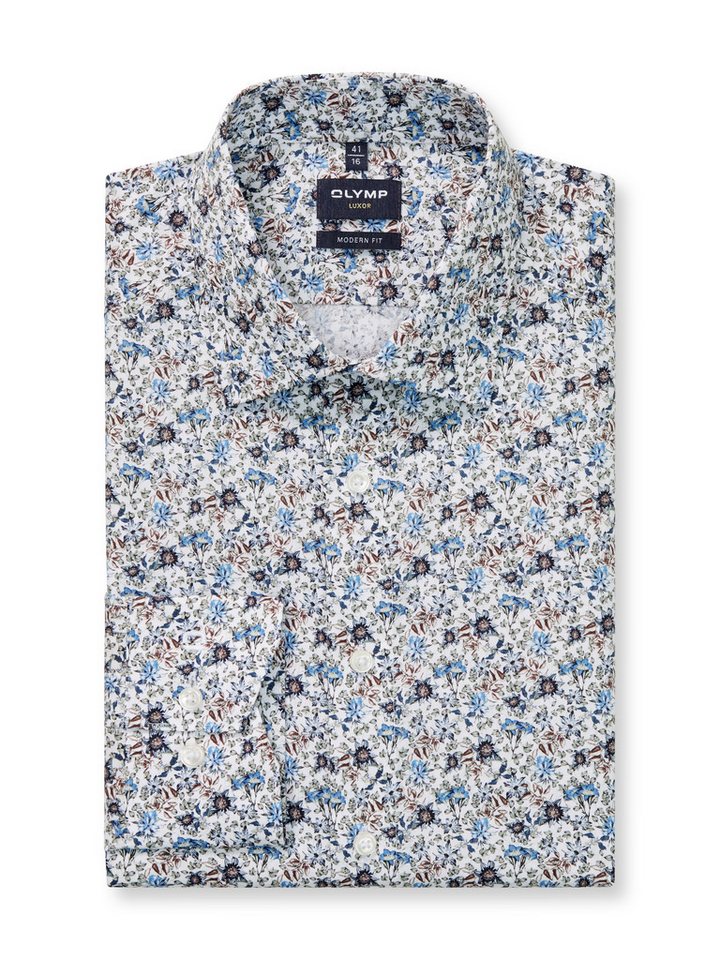 OLYMP Langarmhemd Luxor modern fit Modern Fit, Businesshemd, New-Kentkragen, gemustert von OLYMP