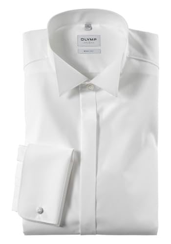OLYMP Level 5 Body Fit Gala Hemd Popeline Stretch ohne Manschettenknopf- Gr. 43, Beige von OLYMP