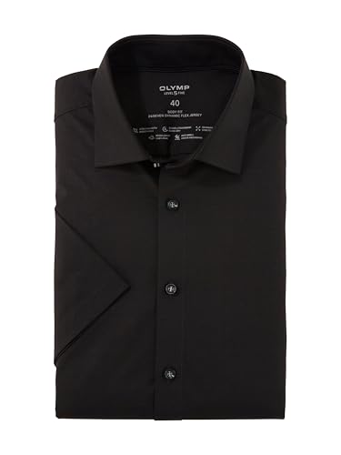 OLYMP Herren Businesshemd Langarm Level.Five.Body.fit,Single Jersey,Body fit,New York Kent,schwarz 68,40 von OLYMP