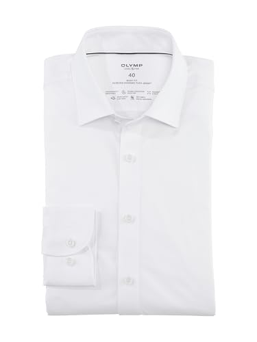 OLYMP Herren Businesshemd Langarm Level.Five.Body.fit,Single Jersey,Body fit,New York Kent,Weiss 00,46 von OLYMP