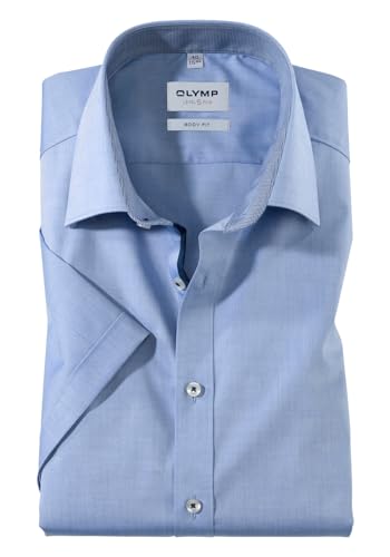 OLYMP Level Five Body fit Hemd Halbarm Chambray hellblau Größe 37 von OLYMP