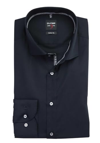 OLYMP Level Five Body fit Hemd extra Langer Arm Haifischkragen schwarz Größe 40 von OLYMP