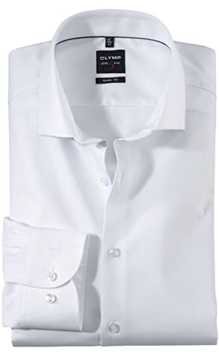OLYMP Level Five Body fit Hemd extra Langer Arm Streifen weiß Größe 45 von OLYMP