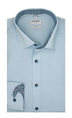 OLYMP Level Five Body fit Langarm Hemd | Uni Hellblau| New York Kent Kragen Größe 44 von OLYMP