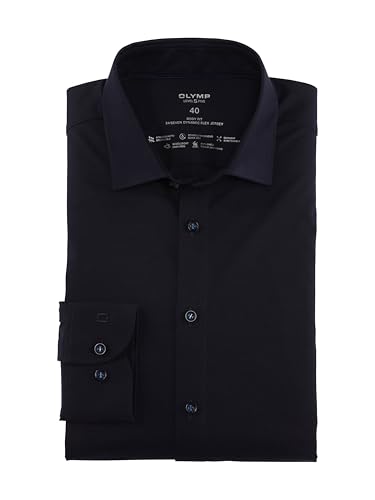 OLYMP Herren Businesshemd Langarm Level.Five.Body.fit,Single Jersey,Body fit,New York Kent,Marine 18,41 von OLYMP
