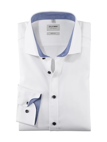 OLYMP Herren Businesshemd Langarm Level.Five.Body.fit,Einfarbig,Body fit,Royal Kent,Weiss 00,39 von OLYMP
