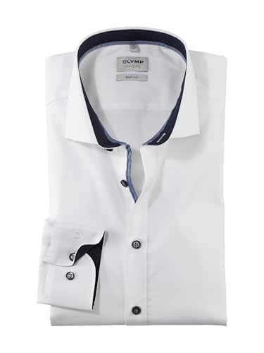 OLYMP Herren Businesshemd Langarm Level.Five.Body.fit,Einfarbig,Body fit,Royal Kent,Weiss 00,40 von OLYMP