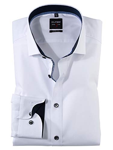 OLYMP Herren Businesshemd Langarm Level.Five.Body.fit,Einfarbig,Body fit,Royal Kent,Weiss 00,43 von OLYMP