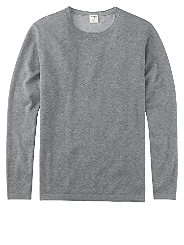 OLYMP Herren Pullover Rundhals Strick Level Five,Uni,Body fit,Silbergrau 63,L von OLYMP