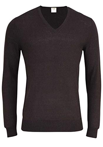 OLYMP Level Five Strick Body fit Pullover V-Ausschnitt Schwarzbraun Größe M von OLYMP