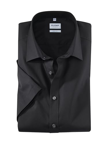 OLYMP Herren Hemd Level Five Body Fit Kurzarm, 46, Schwarz von OLYMP