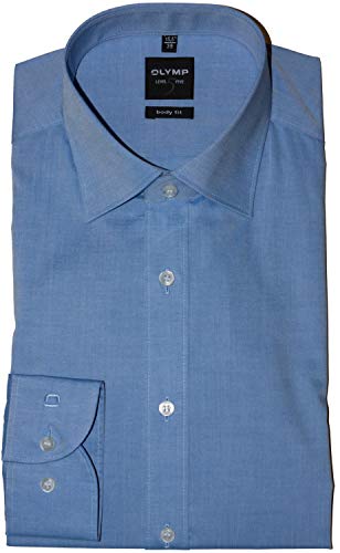 OLYMP Level Five Body fit Hemd extra Langer Arm Chambray hellblau Größe 45 von OLYMP
