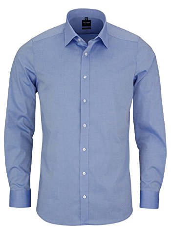 OLYMP Level Five body fit Hemd extra langer Arm Chambray hellblau Größe 38 von OLYMP