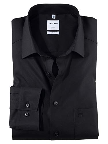 OLYMP Herren Businesshemd Langarm Luxor,Einfarbig,Comfort fit,New Kent,schwarz 68,45 von OLYMP