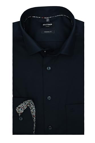 OLYMP Luxor Modern Fit Herren Businesshemd | Extra Langer Arm 69 cm | Kobalt | Global Kent Kragen Gr. 47 von OLYMP