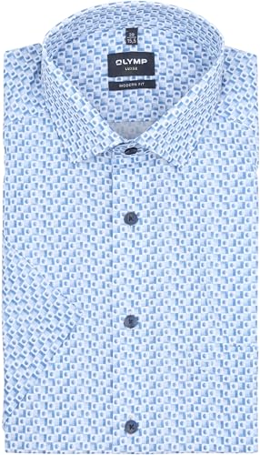 OLYMP Luxor Shortsleeve Hemd Blöcke Blau - Grösse 40 - Herren - Bekleidung - Mode von OLYMP