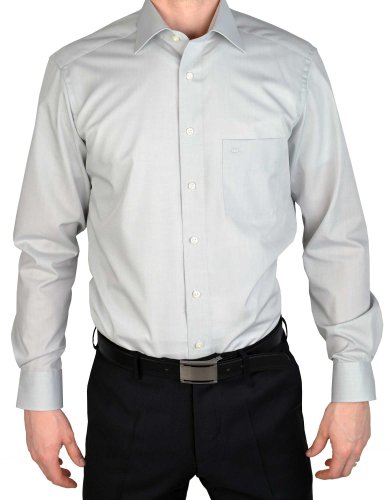 OLYMP Herren Oberhemd Langarm Luxor,Uni,modern fit,New Kent,Silbergrau 63,40 von OLYMP