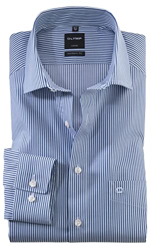 OLYMP Luxor modern fit Hemd extra Langer Arm Streifen dunkelblau Größe 43 von OLYMP