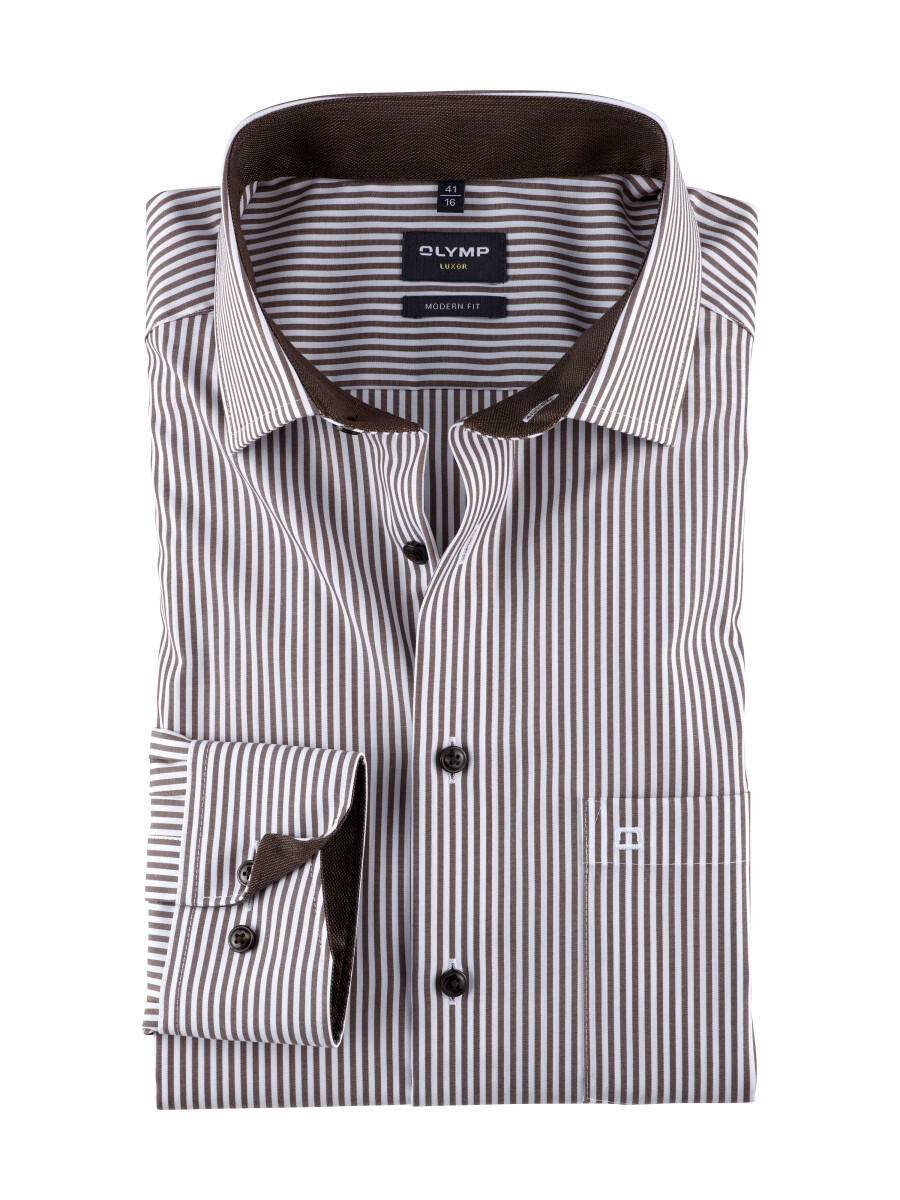 OLYMP - Moder Fit: Businesshemd braun - Gr. - 40 von OLYMP