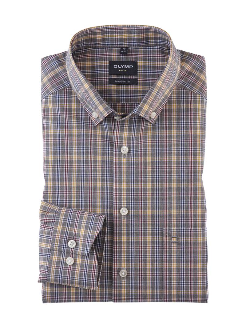 OLYMP - Modern Fit : Businesshemd gelb/grau/rot - Gr. - 43 von OLYMP